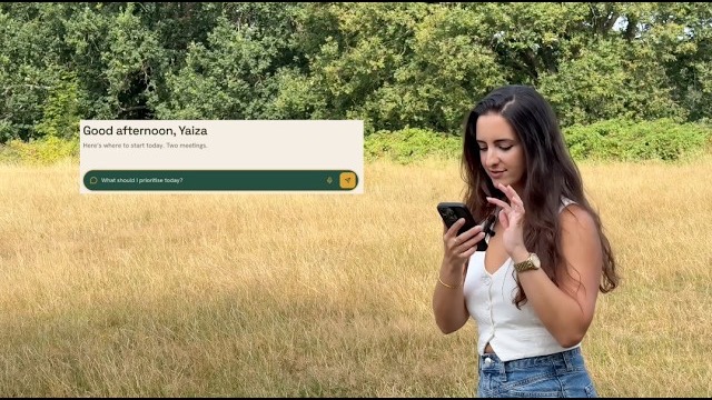 Someone outdoors asking Ifarlo on their phone what they should prioritise today, with the answer opening on screen
